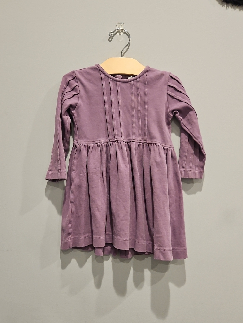 kate quinn Mauve Purple Long Sleeve Gathered Cotton Dress